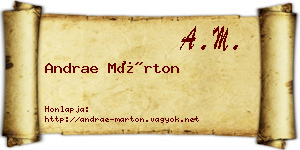 Andrae Márton névjegykártya