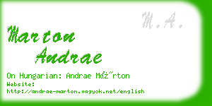 marton andrae business card